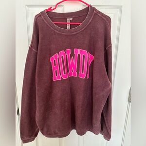 Ribbed Purple “HOWDY” Sweatshirt